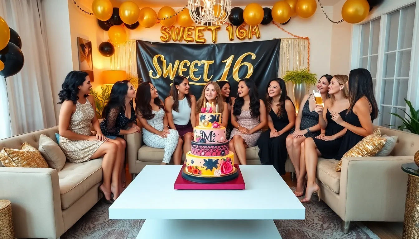 vibrant home setting for a themed Sweet 16 party.